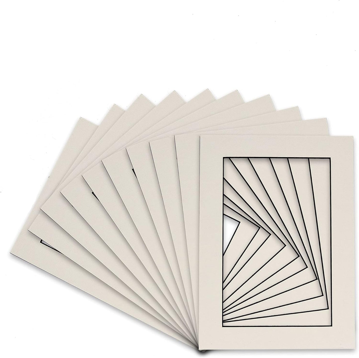 Pack of TEN 11x14 Mats Bevel Cut for 8.5x11 Photos - Acid Free White with Black Core Precut Matboards For Pictures, Photos, Framing - 4-ply Thickness