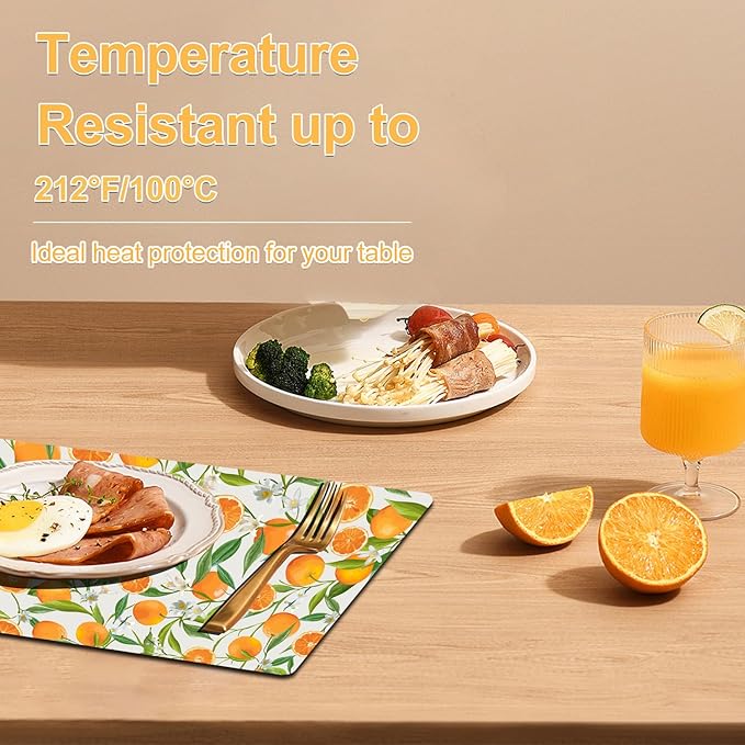 Placemats Set of 4 - Faux Leather Heat Resistant Placemats for Dinner Table, Non-Slip Waterproof Oil-Proof Washable Reusable Placemat for Indoor Outdoor Kitchen Decor, 15.75In*11.81In