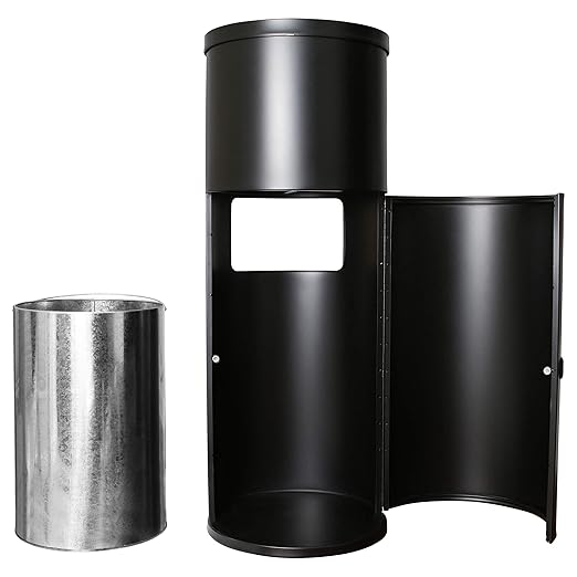 Black Stainless Steel Floor Stand Wipe Dispenser with Built-in Trash Can - Fits Wipes on Rolls - Perfect for Fitness Clubs, Schools/Daycares, Commercial and Residential Facilities