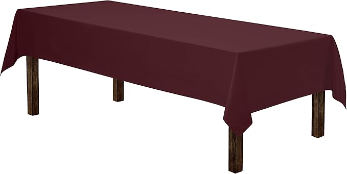 Gee Di Moda Rectangle Tablecloth - 60 x 126 Inch Burgundy Table Cloth for 8 Foot Rectangle Tables - Heavy Duty Washable Fabric - for Holiday Party, Dinner, Weddings, Baby Shower & Events