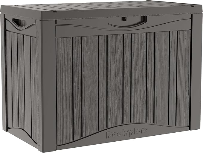45 Gallon Deck Box, Resin Outdoor Indoor Waterproof Storage Box, Lockable Storage Box With Handle for Patio Furniture - Garden Tools - Swimming Pool Tools UV-Resistant, Grey