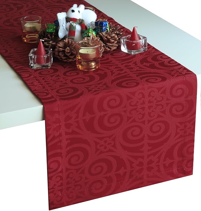 Red Table Runner 36 inch, Cranberry Dresser Scarf, Outdoor Coffee Table Runner, Burgundy Dining Table Runners for Fiesta, Dinner Parties, Events, Wedding, Thanksgiving, Halloween, Christmas