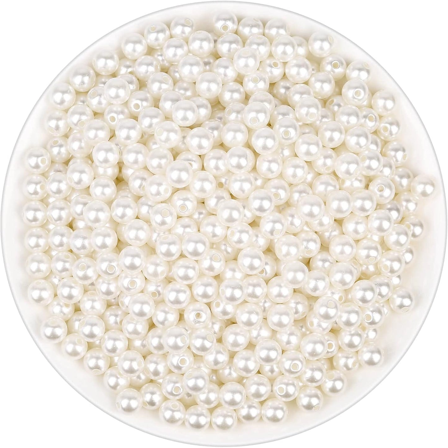 Anezus Ivory Faux Fake Pearls, 8 MM Sew on Pearl Beads with Holes for Jewelry Making, Bracelets, Necklaces, Hairs, Crafts, Decoration and Vase Filler, 800pcs