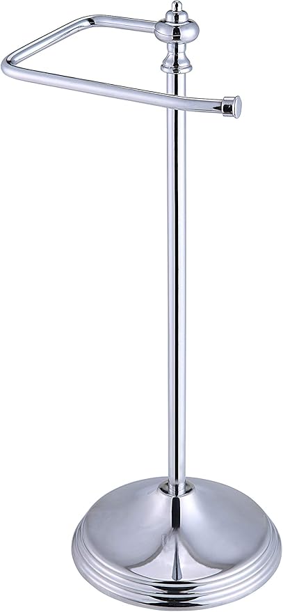SunnyPoint Heavy Weight Classic Decorative Metal Fingertip Towel Holder Stand for Bathroom, Kitchen, Vanity and Countertops; Hanging Bar is 14.2" Height (Chrome, 15.6" x 5.6" x 5.6")