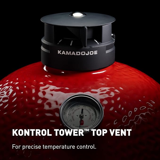 Kamado Joe Classic Joe Series II 18-inch Standalone Ceramic Charcoal Grill and Smoker with AirLift Hinge, Kontrol Tower Top Vent and 250 Cooking Square Inches in Red, Model KJ-23RHC
