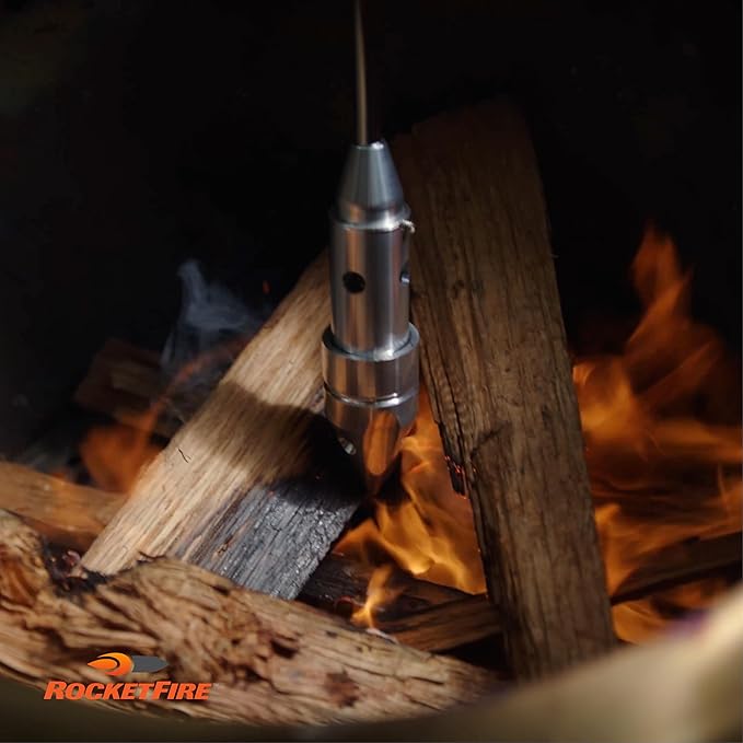 ROCKETFIRE Fire Starter Torch | Perfect Propane Torch Head, Grill Gun, Charcoal Torch | Compatible with Bernzomatic Propane & MAP/PRO Fuels | Stainless Steel Tri-Flame Tip | Fuel NOT Included | Red