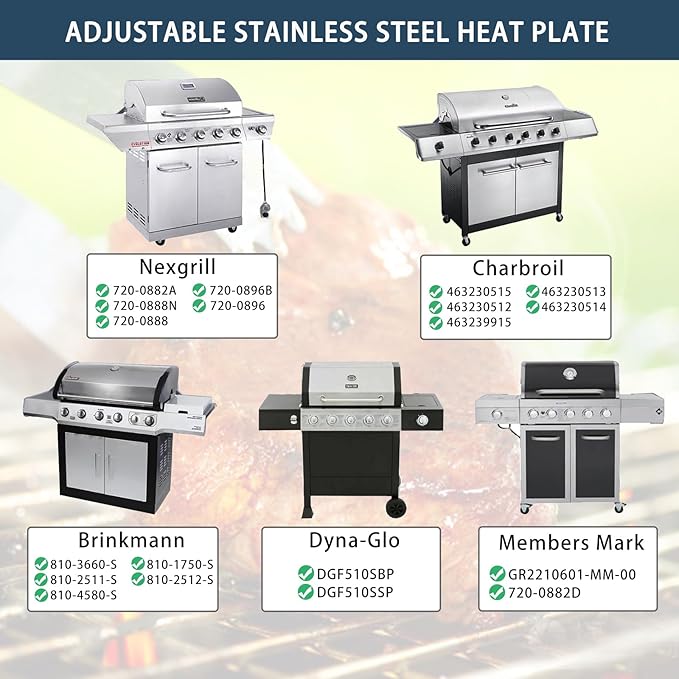 Universal replacement heavy duty adjustable heat plate shield,Burner cover,Flavorizer bar,heat Tent,Flamer tamer for gas grill models,Extends from 11.75"up to 21"L (Porcelain Steel, 3 Pack)