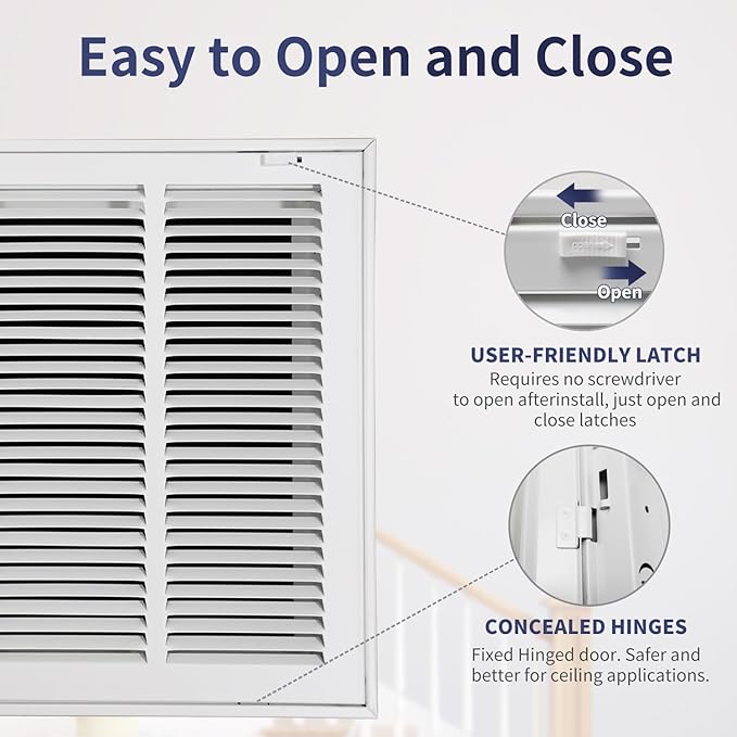 20"W x 14"H [Duct Opening Size] Steel Return Air Filter Grille - Removable Face/Door for 1 inch Filters -HVAC Vent Cover Grill - White [Outer Dimensions: 22 5/8"W X 16 5/8"H]