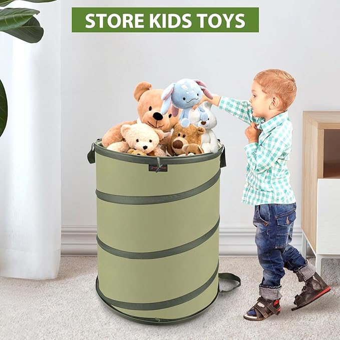 YUDI & GARDEN 45 Gallon Hard Bottom Collapsible Garden Bag, Collapsible Trash Can, Camping Trash Can, for Collecting Weeds or Leaf or Party and Yard Waste
