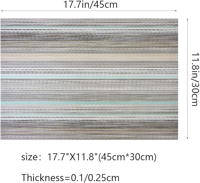 Colorful Placemats Set of 6, Non-Slip Heat-Insulation Table Placemats Easy to Wipe Clean Washable Placemat Indoor Outdoor (Teal)