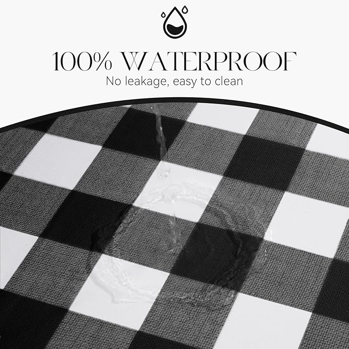 MOSAYT Rectangle Vinyl Tablecloth, 100% Waterproof Buffalo Gingham Plastic Table Cloth, Heavy Duty Wipeable Table Covers for Picnic, Outdoor, Camping - 54 x 120, Black
