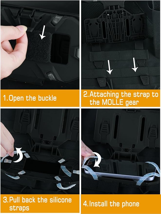 Tactical Gear Plate Carrier Vest Accessories Phone Chest Mount Holder for Screen Size 4.7"-6.7"