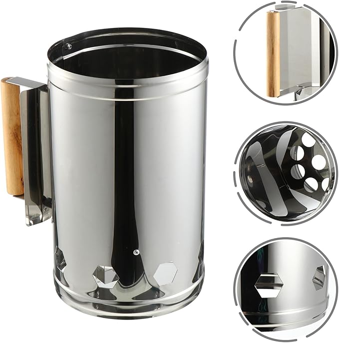 Angoily Fast Charcoal Chimney Starter Barrel for Outdoor BBQ Grill Tool Rust-Resistant Fire Starter for Camping Tailgate Backyard Cooking Compatible with Charcoal Barbecue and Grill