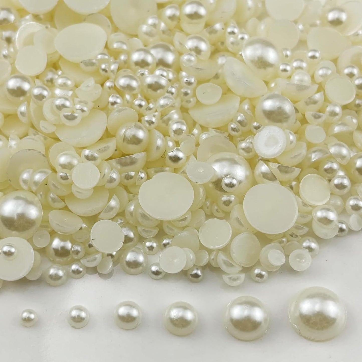 4020pcs Half Pearls for Crafts Assorted Size 3mm 4mm 5mm 6mm 8mm 10mm Flatback Half Round Pearl Beads for Jewelry Making Nail Art Scrapbook Craft Wedding Dress Decoration(Ivory White)