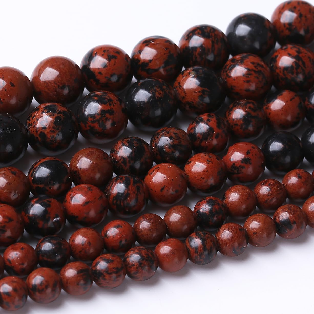 90PCS 4MM Red Black Jasper Natural Gemstone Round Stone Beads for Jewelry Making DIY Energy Stone Healing Power Bracelet 15"
