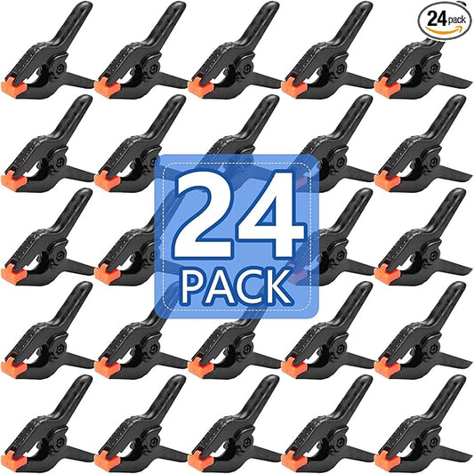24 Pack 3.5 inch Plastic Spring Clamps, Black Heavy Duty Clips, Backdrop Clips, Plastic Clamps for Crafts, Backdrop Stand, Woodworking, Photography