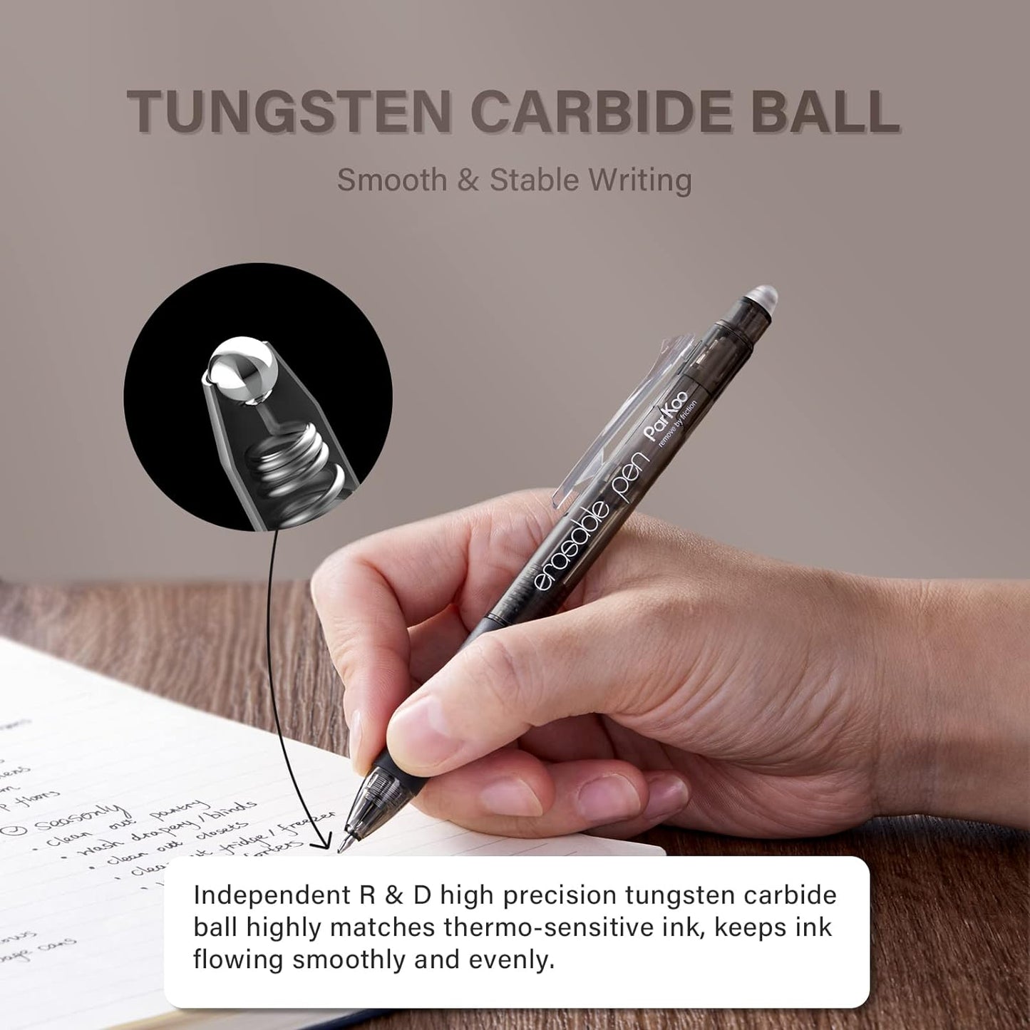 ParKoo Retractable Erasable Gel Pens Clicker Fine Point 0.7 mm, Make Mistakes Disappear, 3 Black/3 Blue Ink Pens with 4 Bonus Refills for Drawing Writing Journaling and Crossword Puzzles