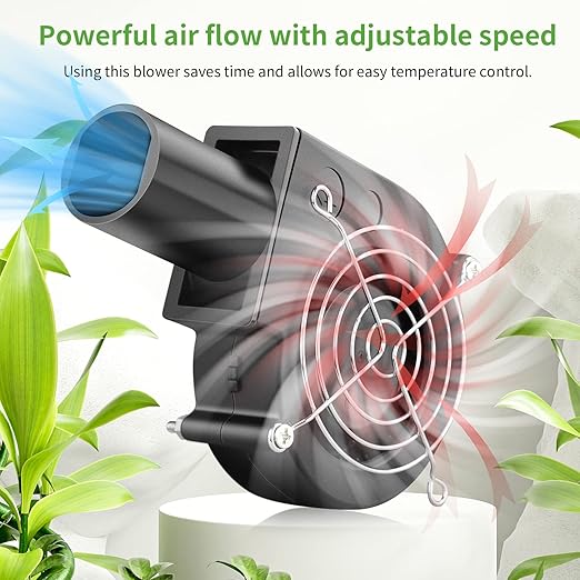 97mm x 33mm BBQ Blower Fan 12V with 120V – 240V AC Plug Variable Speed Controller Centrifugal for Outdoor Barbecues Fire Bellow, Camping Cooking, Wood Stove, Charcoal Starter