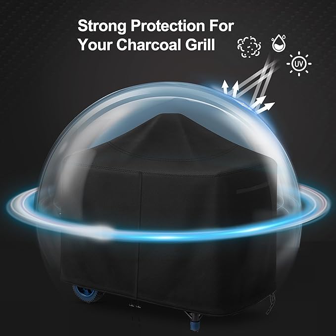Charcoal Grills Cover for SNS Grills 22", 420D Heavy Duty Water-Resistant BBQ Grill Cover Outdoor Grill Cover Waterproof Griddle Covers with Drawstring, Black