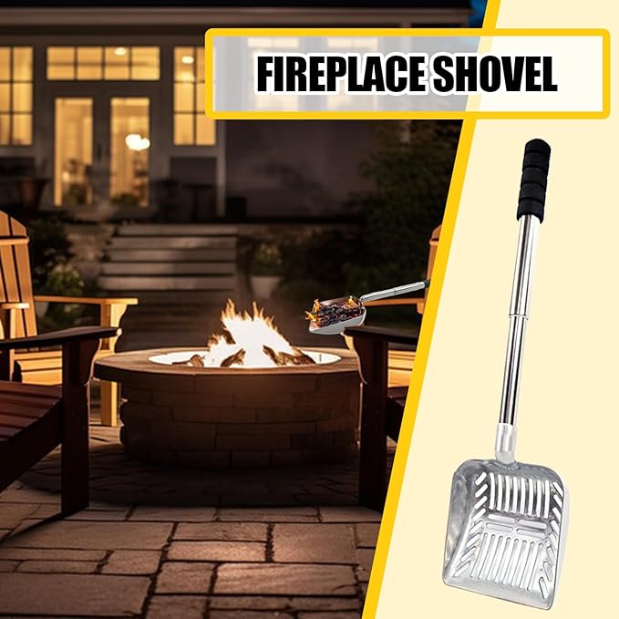 Hollow-Out Ash Sifter - Heat-Resistant Metal Coal Scoop, Adjustable Fire Pit Scoop, Fireplace Ash Sifter Oven Shovel | Fireplace Tools for Woodstove to Separate Coals Outdoor Wood Stove BBQ Campfire