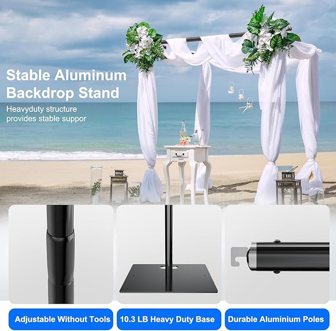 Pipe and Drape Backdrop Stand Kit Backdrop Stand For Parties 10x10 FT Adjustable Photo Backdrop Stand Heavy Duty Background Stand for Wedding Banquet Decorations Black