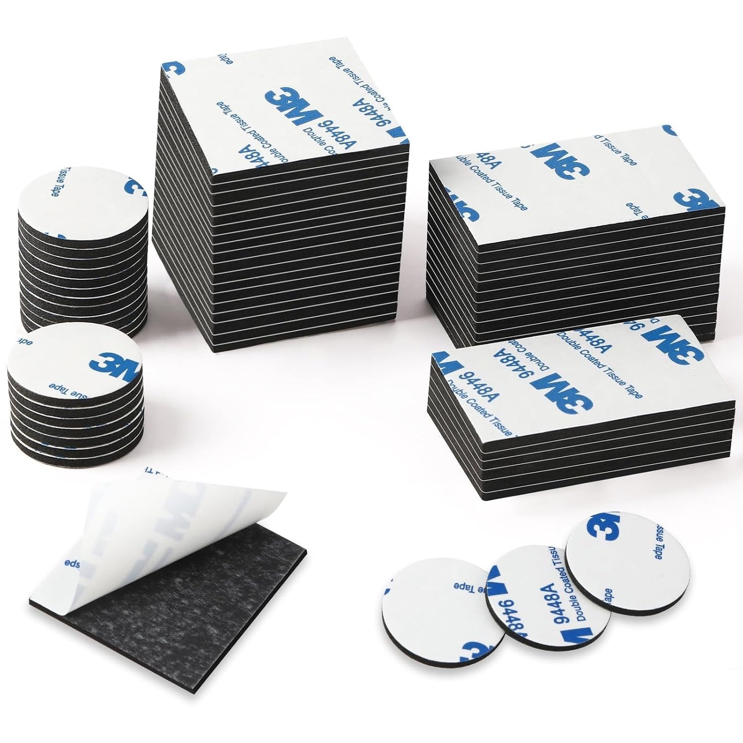 UPINS Double Sided Foam Tape, Strong Sticky Double Sided Foam Pads for Crafts Self-Adhesive Mounting Foam Tape Heavy Duty for Home Wall Decor (60, Black)