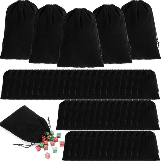 100 Pcs 4 x 6 Inch Velvet Drawstring Bags Small Jewelry Pouches Black Velvet Gift Bags with Drawstring for Earring Watch Storage Christmas Wedding Party Favors, Black