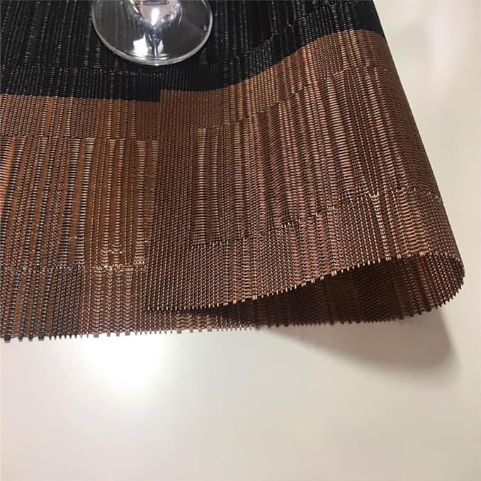 PIGCHCY Placemats,Washable Vinyl Woven Table Mats,Elegant Durable Placemats for Dining Table Set of 6 (Bamboo-Brown)