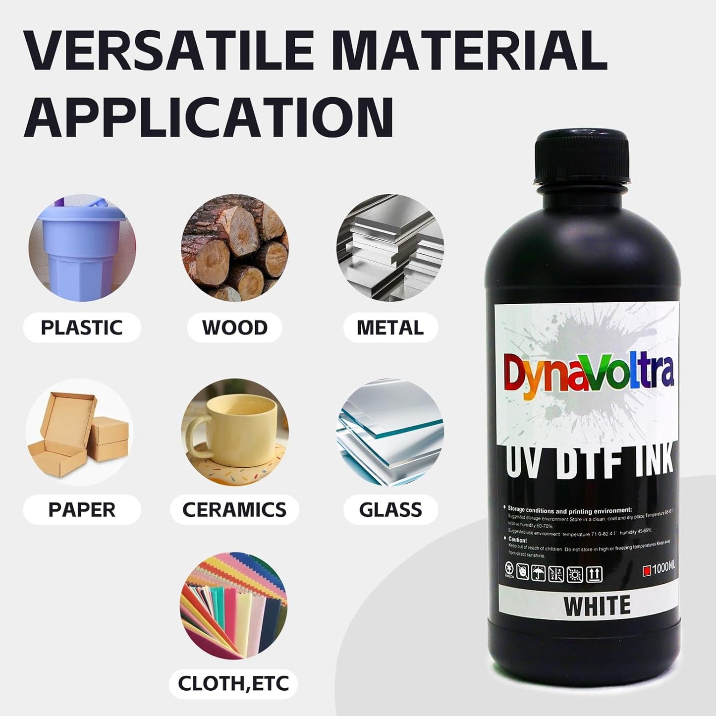 1000ML White UV DTF Ink for UV DTF Printer – Compatible with Ep XP600 TX800 i3200 L805 1390 DX5 DX6 DX7 i1600 DX10 – Fast-Drying, Opaque Direct to Film Ink for Sticker Printing (White)