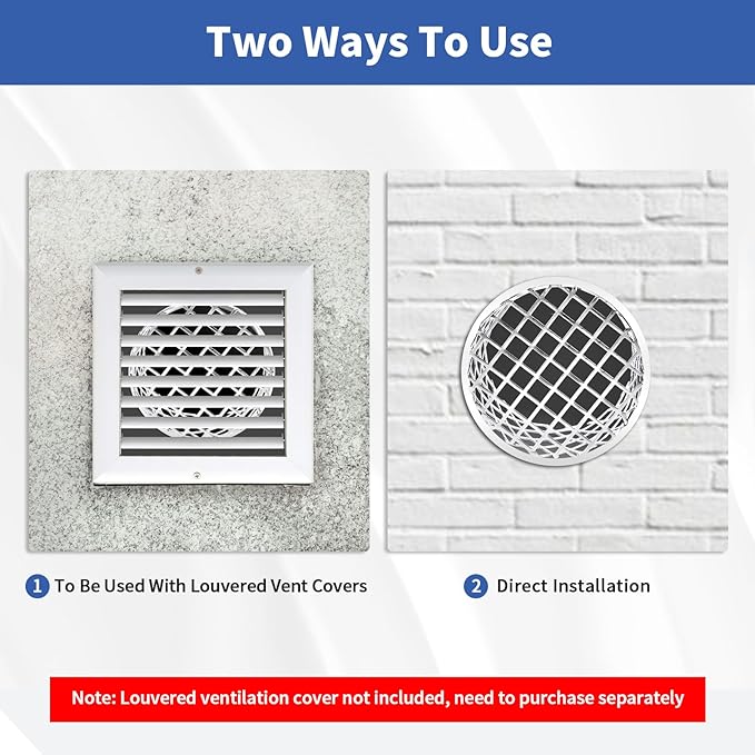 4" PVC Termination Vent Mesh Cap, 304 Stainless Steel Dryer Vent Screen Outdoor, PVC Roof Vent Cap, High Airflow Built-in Grill, 3.75" to 3.85" Conical Net, for 4in Dryer Vent Hose, Exhaust Vent Mesh