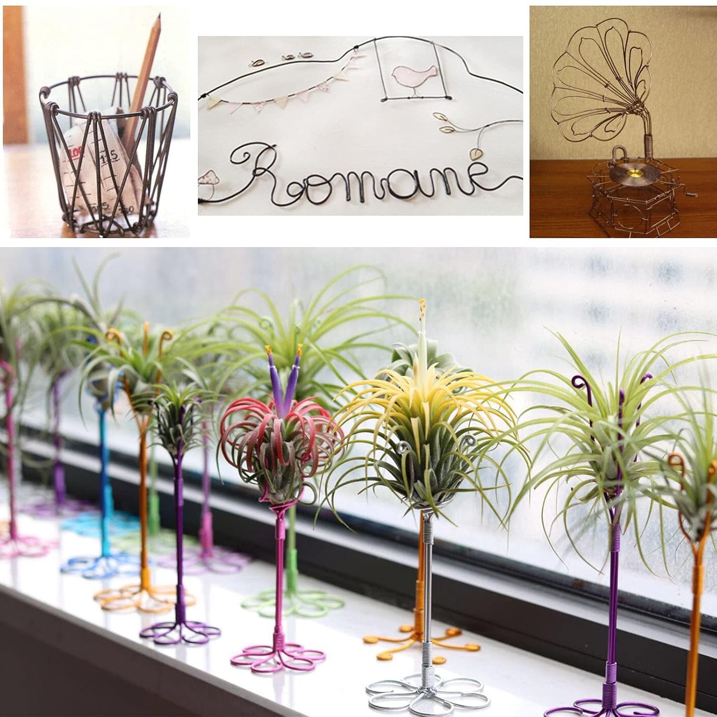 Cinvo 3 Rolls Craft Wire Jewelry Beading Wire Flexible Aluminum Wire Tarnish Resistant for DIY Jewelry Craft Making (12 Gauge/2mm Thick, Silver, Gold and Rose Gold)