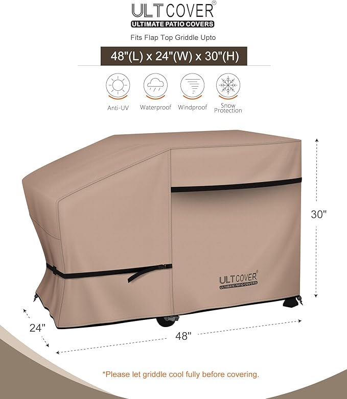 ULTCOVER 600D Outdoor Waterproof Griddle Cover for Blackstone Halo LoCo Cookers Nexgrill Weber 28 inch Single Side Shelf Flap Top Grill with Hood