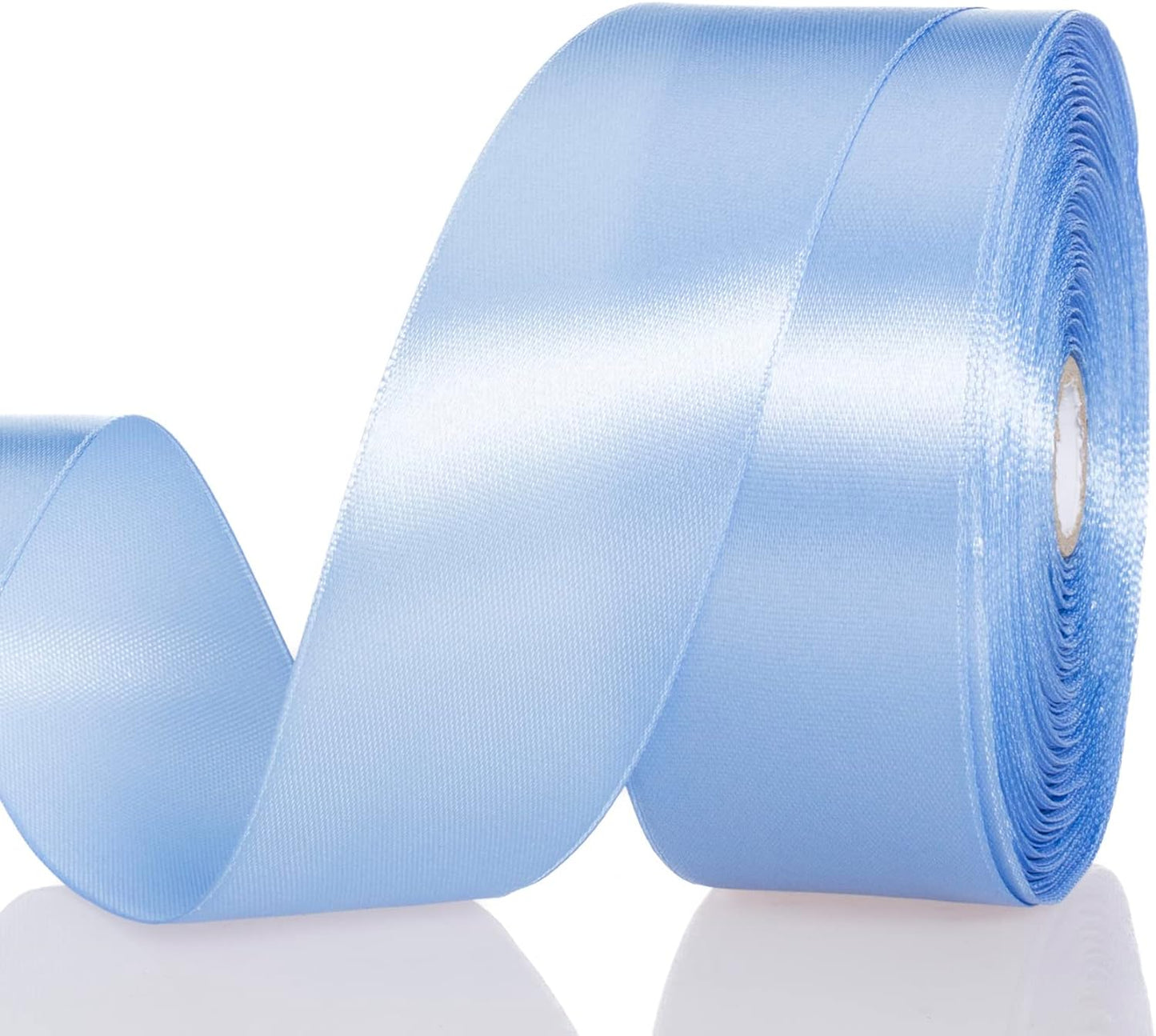1 1/2 Inch Sky Blue Solid Satin Ribbon, 50 Yards Craft Fabric Ribbon for Gift Wrapping Floral Bouquets Wedding Party Decoration