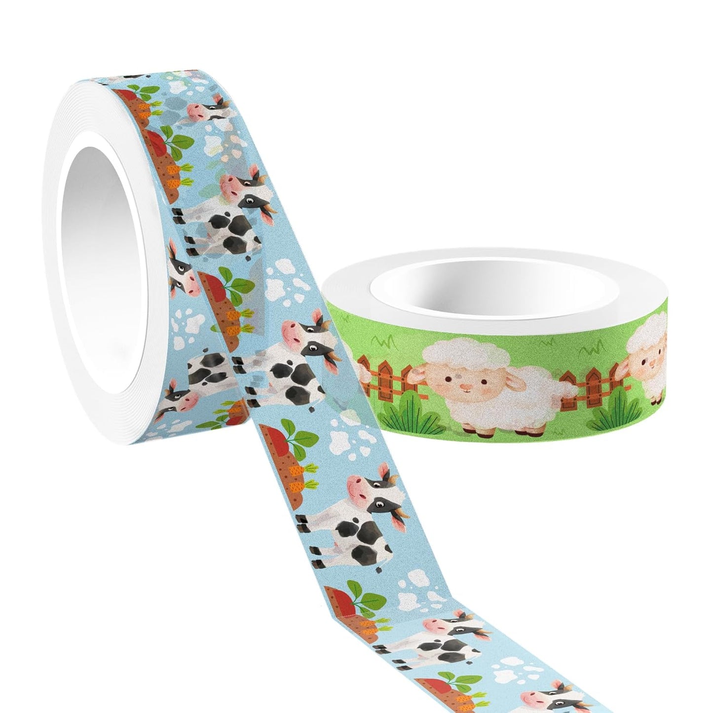 12 Pcs Farm Animals Washi Tape Farm Animals Masking Tape Decorations Farmhouse Cow Sheep Pig Ducks Decorative Paper Sticker for Vintage Journals, Planners, DIY Craft Gift Wrapping