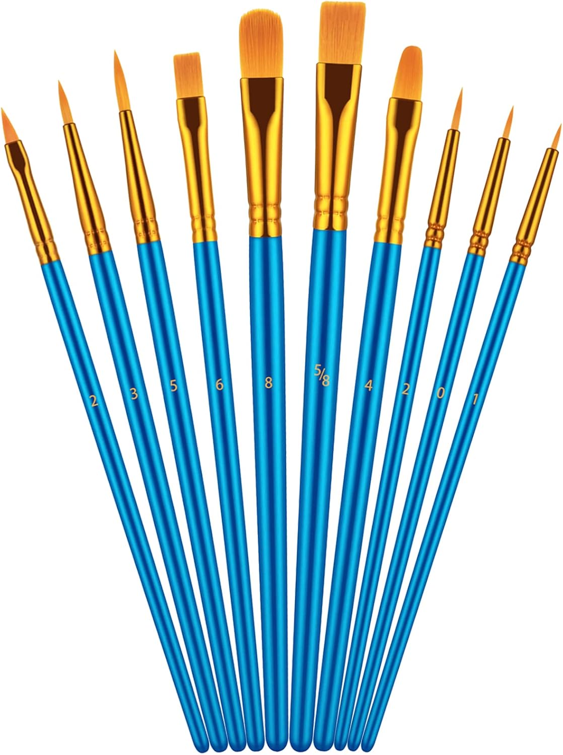 Paint Brush Set, 10 Pcs Paint Brushes for Acrylic Painting, Round Pointed Tip Detail Small Paint Brush for Oil Watercolor Canvas Face Body Boards Rock, Kids Adult Drawing Arts Crafts Supplies, Blue