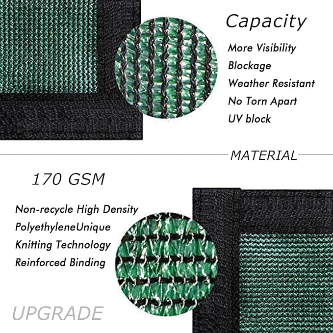 UPGRADE Privacy Fence Screen 4'x73' Dark Green Outdoor 90% Visibility Blockage 170 GSM Mesh Shade Cover Panels for Backyard,Balcony,Home Decoration with Zip Ties,Customized Avaliable
