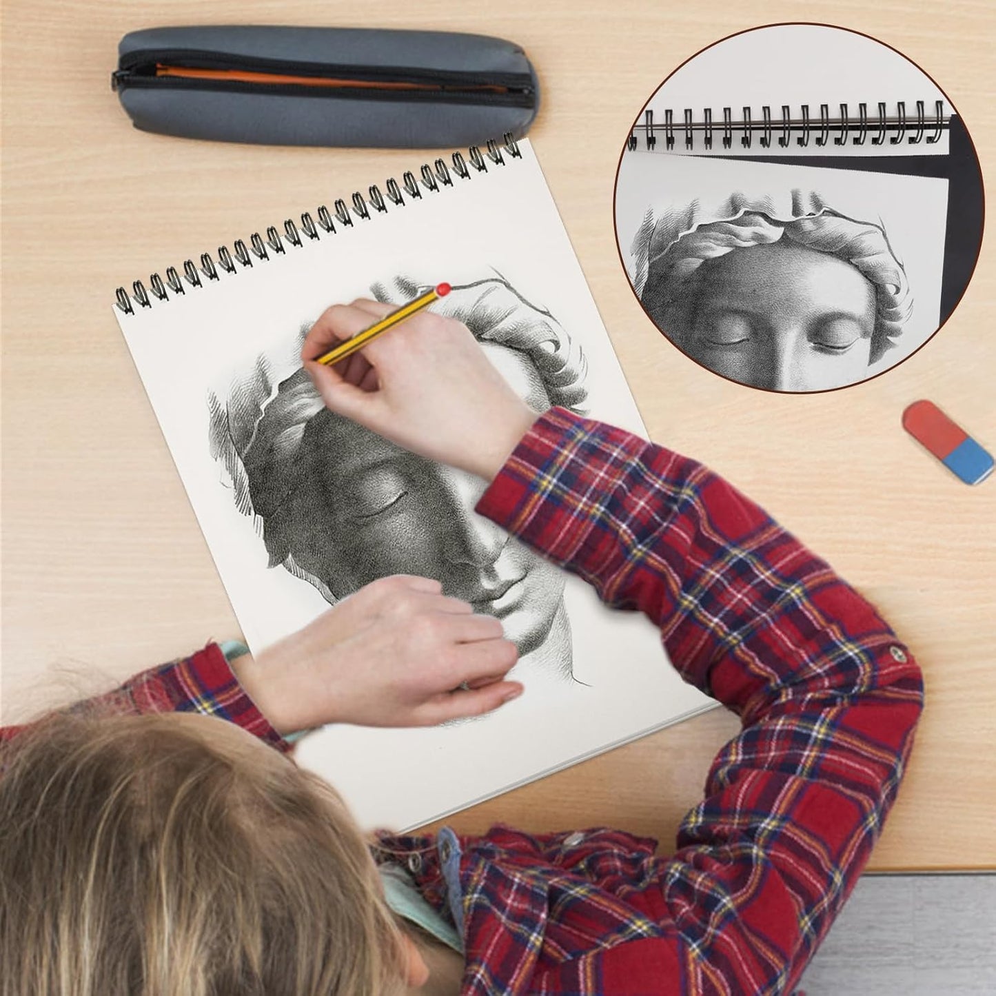 TKOOFN 8.5" x 11" Sketch Book, Pack of 5, 300 Sheet Top Spiral Bound Premium Sketchbook Drawing Pads(68lb/100gsm), Acid-Free Painting Paper for Adults Kids Artists Beginners