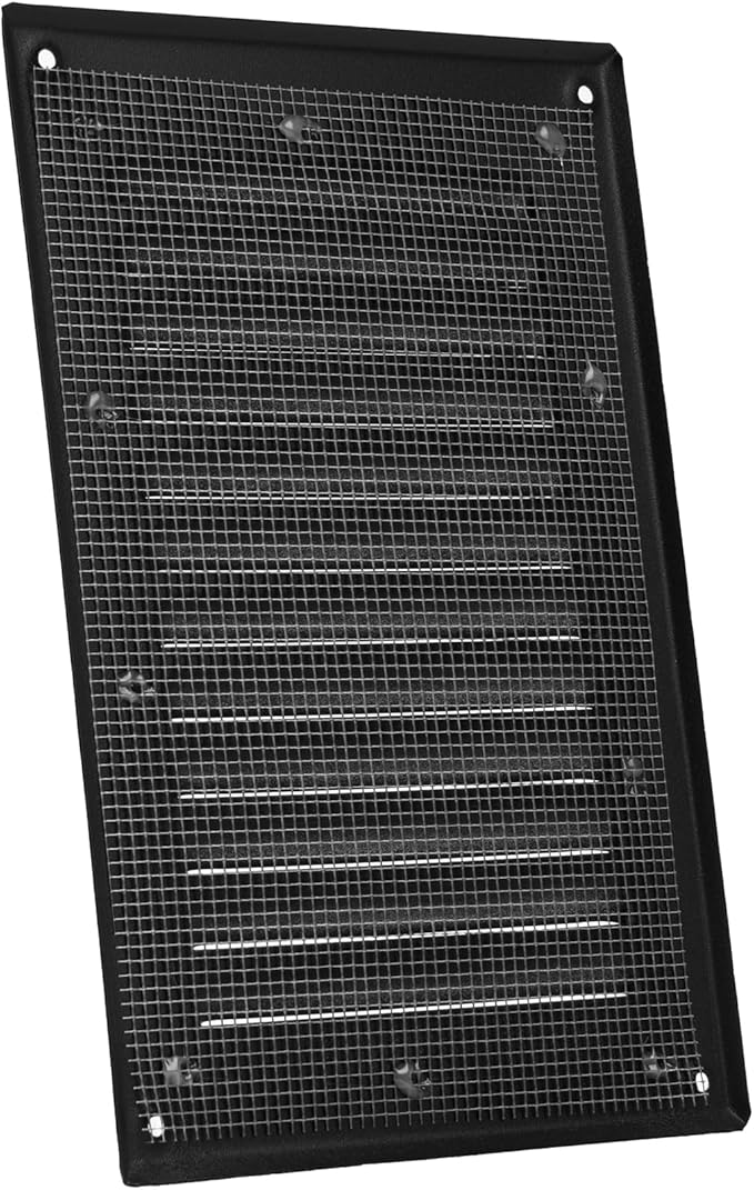 Vent Systems - 5 x 7 Inch (Inner) Black Metal Rectangular Soffit Air Vent Grille Cover, Register Vent Deflector Louver Built-in Mesh HVAC for Bathroom Home Office Kitchen 6.5" x 9" (Outer)