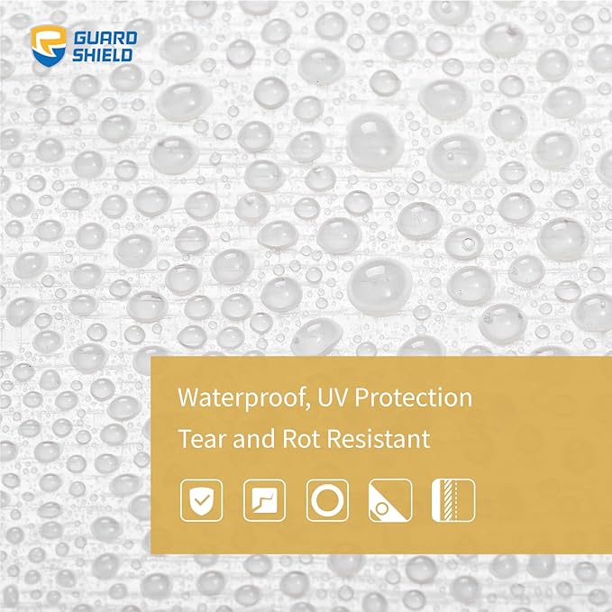 GUARD SHIELD Heavy Duty Tarp 8x10 Feet White Multi Purpose Thick Waterproof Poly Tarp Cover 10mil