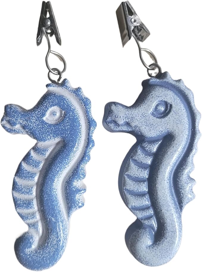 TwoFish Home Set of 4 Sea Horse Resin Tablecloth Weights Clips Sea Horse Handicraft Tablecloth Clamps Pack of 4