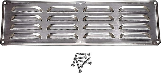 Stainless Steel BBQ Grill Air Vent with Screen - Outdoor Kitchen - Fire Pit or Smoker Shed Venting Cover 15" by 4-1/2"
