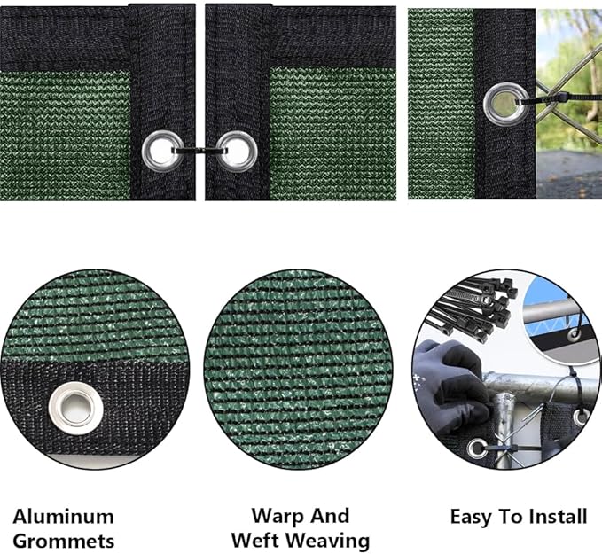 LITA 3' x 171' Garden Privacy Fence Screen Cover (HDPE) UV Protection Weather-Resistant Heavy Duty Shade Cover for Deck, Patio, Backyard, Outdoor Pool, Porch, Railing, Dark Green, Customizable