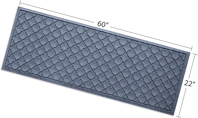 WaterHog Heavy Duty Runner Door Mat, 2' x 5', Made in USA, Durable & Skid-Resistant Entryway Mat, Water-Trapping, Indoor/Outdoor Decorative Floor Covering, Cordova Collection, Bluestone