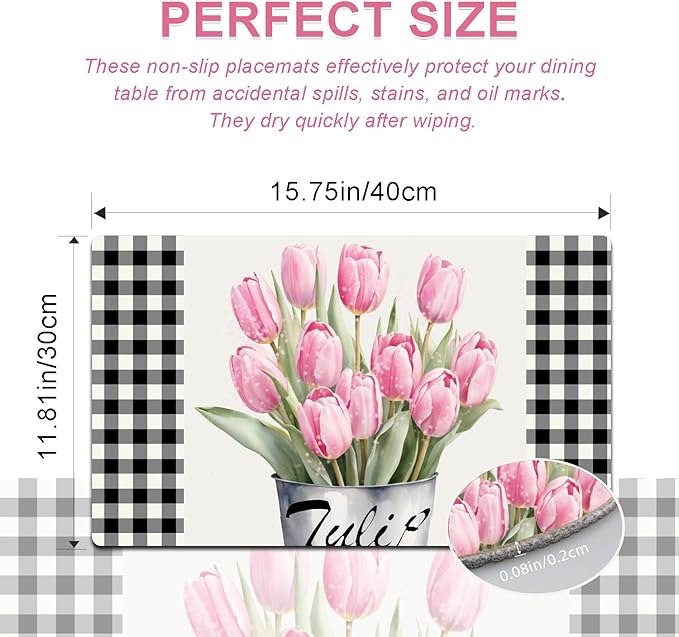 Placemats Set of 4 - Faux Leather Heat Resistant Placemats for Dinner Table, Non-Slip Waterproof Oil-Proof Washable Reusable Placemat for Indoor Outdoor Kitchen Decor, 15.75In*11.81In