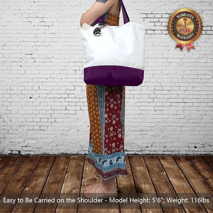 TOPDesign 1-Pack Super Strong Large 12oz Cotton Canvas Tote Bag, Reusable Grocery Shopping Cloth Bag, Fashionable Two-Tone Tote for Crafts, DIY Your Creative Designs
