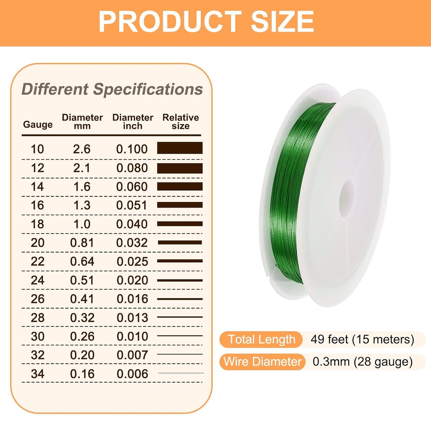 HARFINGTON 49ft Jewelry Wire, 28 Gauge (0.3mm) Brass Craft Soft Metal Tarnish Resistant Copper Beading Wire for Jewelry Making Supplies Crafting, Green