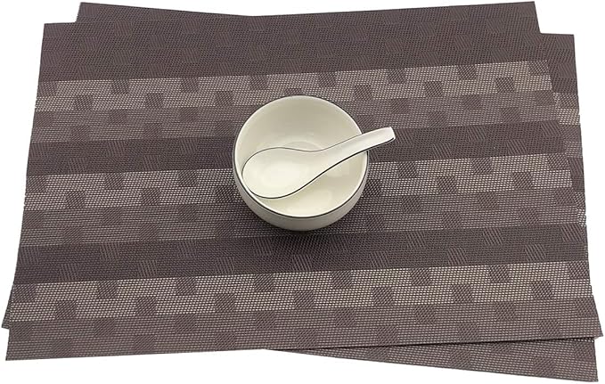 Gugrida Red Placemats 6pcs Placemats PVC Table Mats Woven Vinyl Placemats