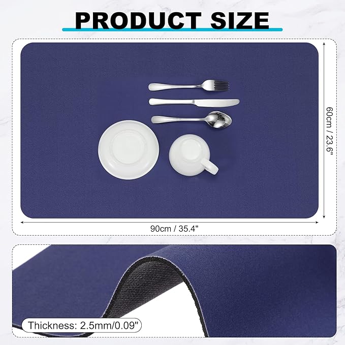 uxcell Silicone Mats for Kitchen Counter, 35.4" x 23.6" Non-Slip Countertop Protector Mat Heat Resistant Coffee Mat Waterproof Table Placemat, Dark Blue
