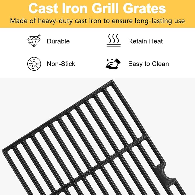 Grill Replacement Parts for Dyna Glo DGF510SBP, DGF493PNP-D, Backyard BY13-101-001-13, BHG BH13-101-099-01, Uniflame GBC1059WB, Cast Iron Grill Grates and Heat Plates for Dyna-Glo Grill Parts