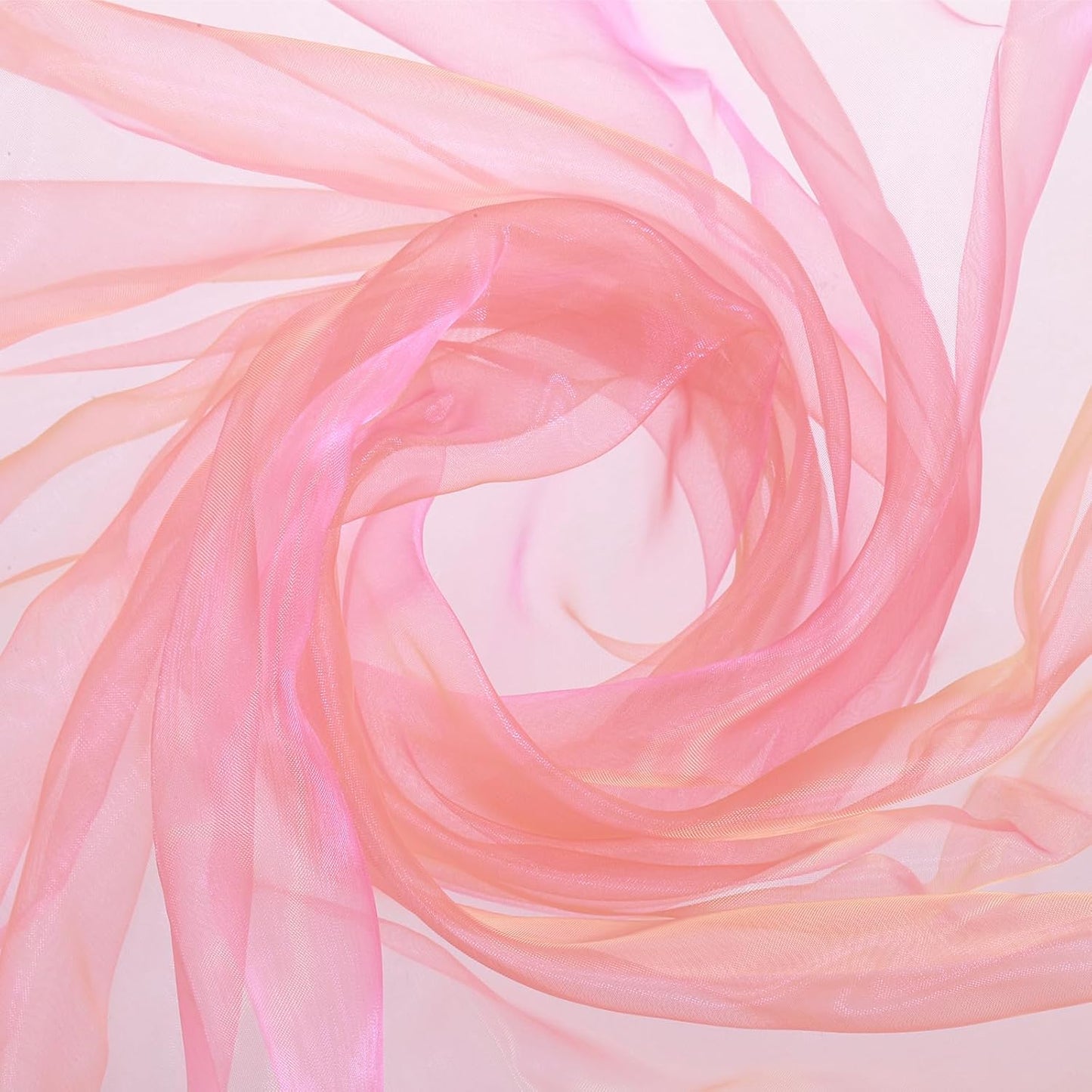 MECCANIXITY Iridescent Sheer Organza Fabric, 10 Yards x 59 Inches Solid Holographic Shiny Fabric Organza Cloth for Wedding, Curtains, Costume, Photo Background, Gradient Fluorescent Orange